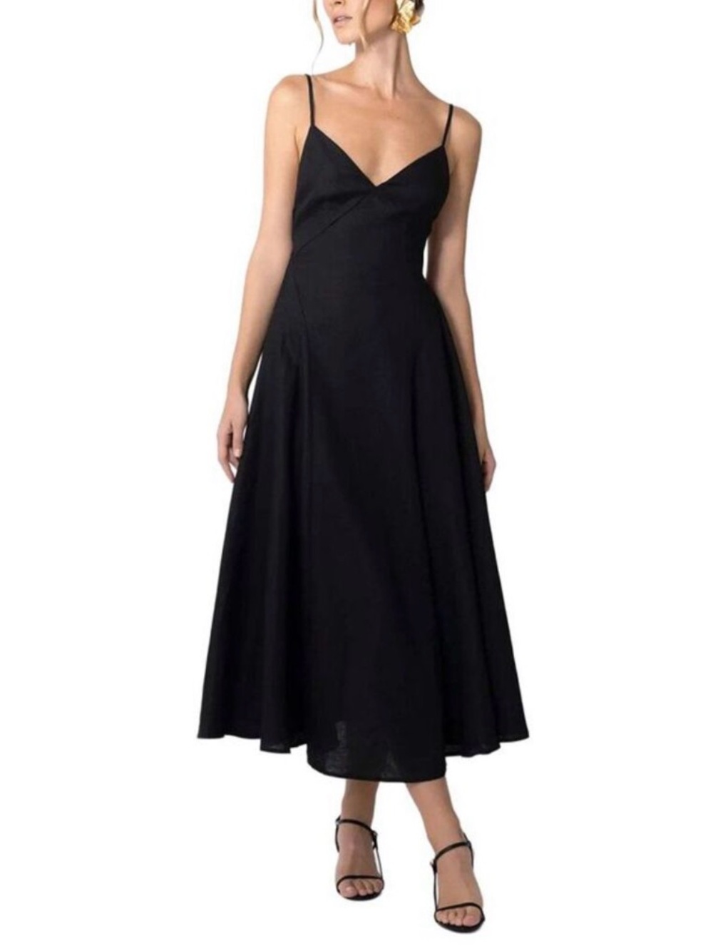 Sau Lee Womens Hannah Linen Dress, Black